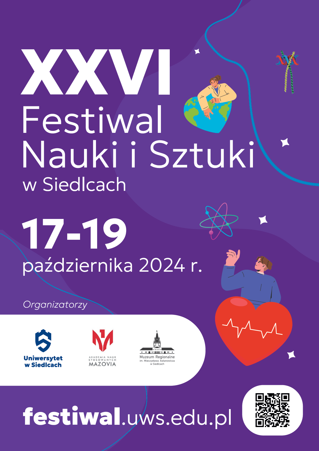 Plakat Festiwalu Nauki i Sztuki w Siedlcach 17 - 19 października 2024